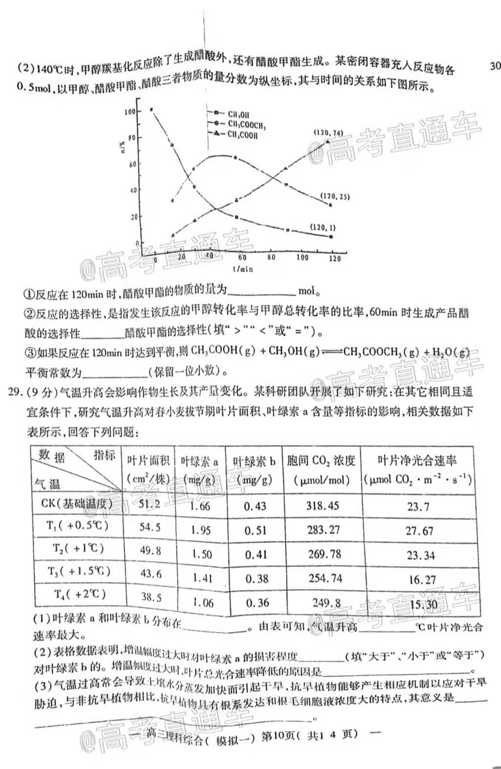 图片[1]-2021年南昌一模理综试卷答案及真题解析-高考100-上淘有品虚拟资源下载
