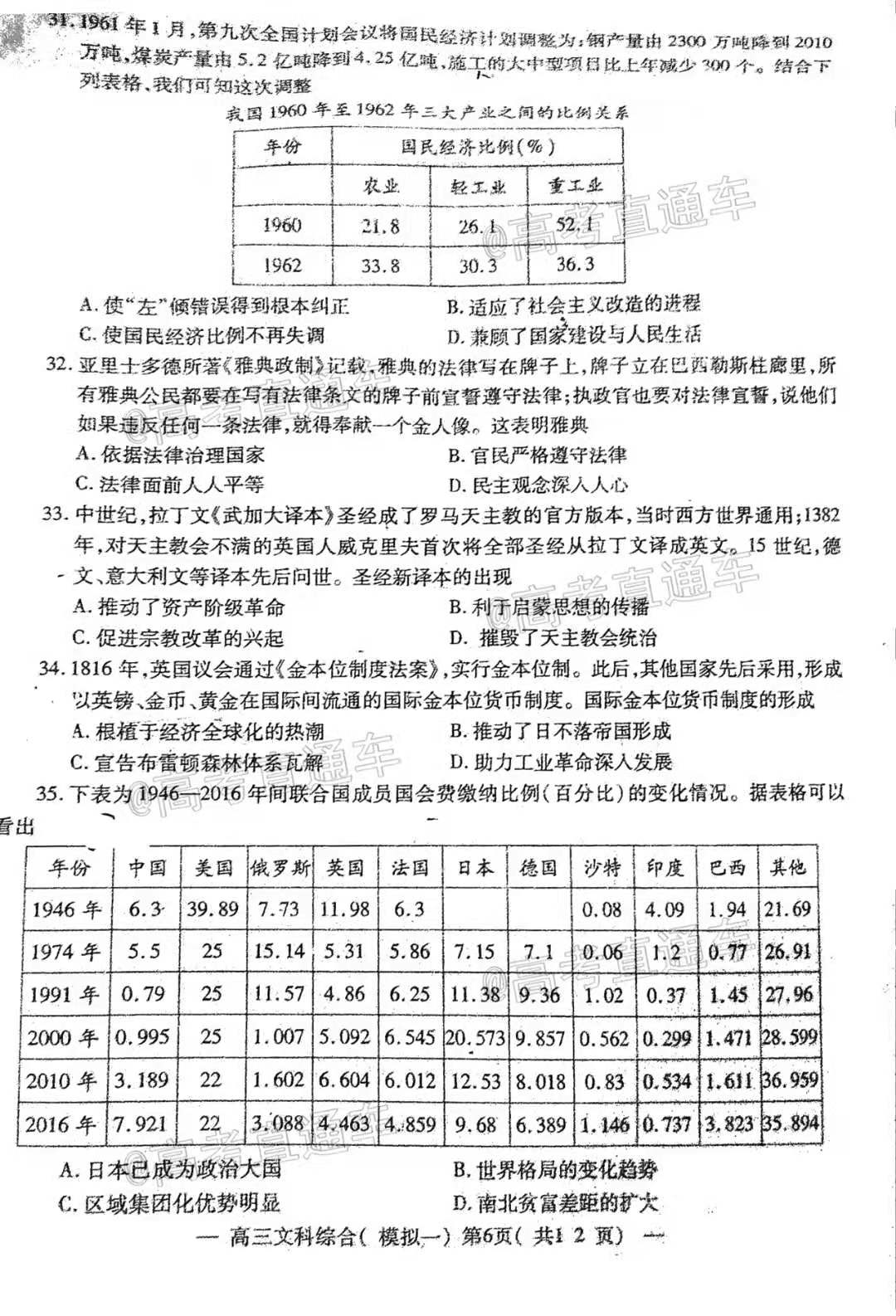 图片[1]-2021年南昌一模文综答案-南昌一模文综试卷及答案-高考100-上淘有品虚拟资源下载