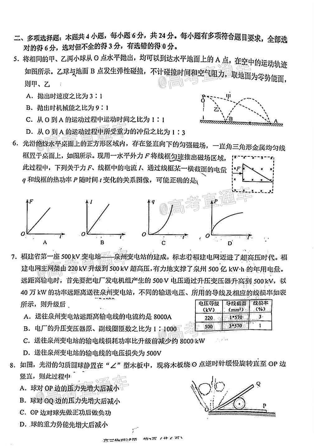图片[1]-2021泉州高三质检物理-泉州高三物理试卷及答案解析-高考100-上淘有品虚拟资源下载